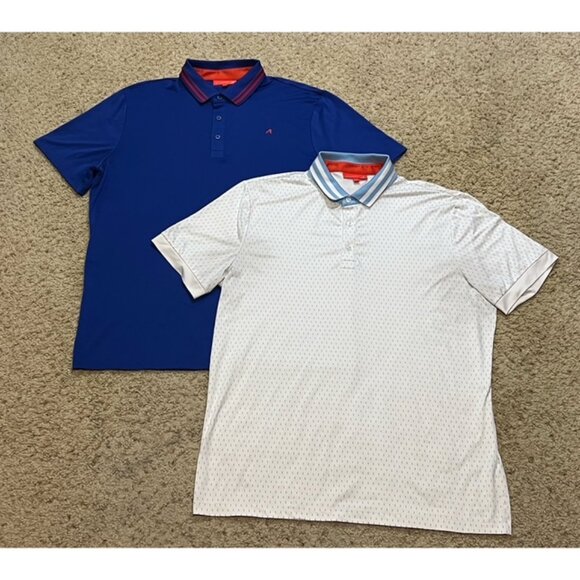 Redvanly Men Blue White Performance Golf Polo Shirt Lot Size Large L EUC - Picture 1 of 9